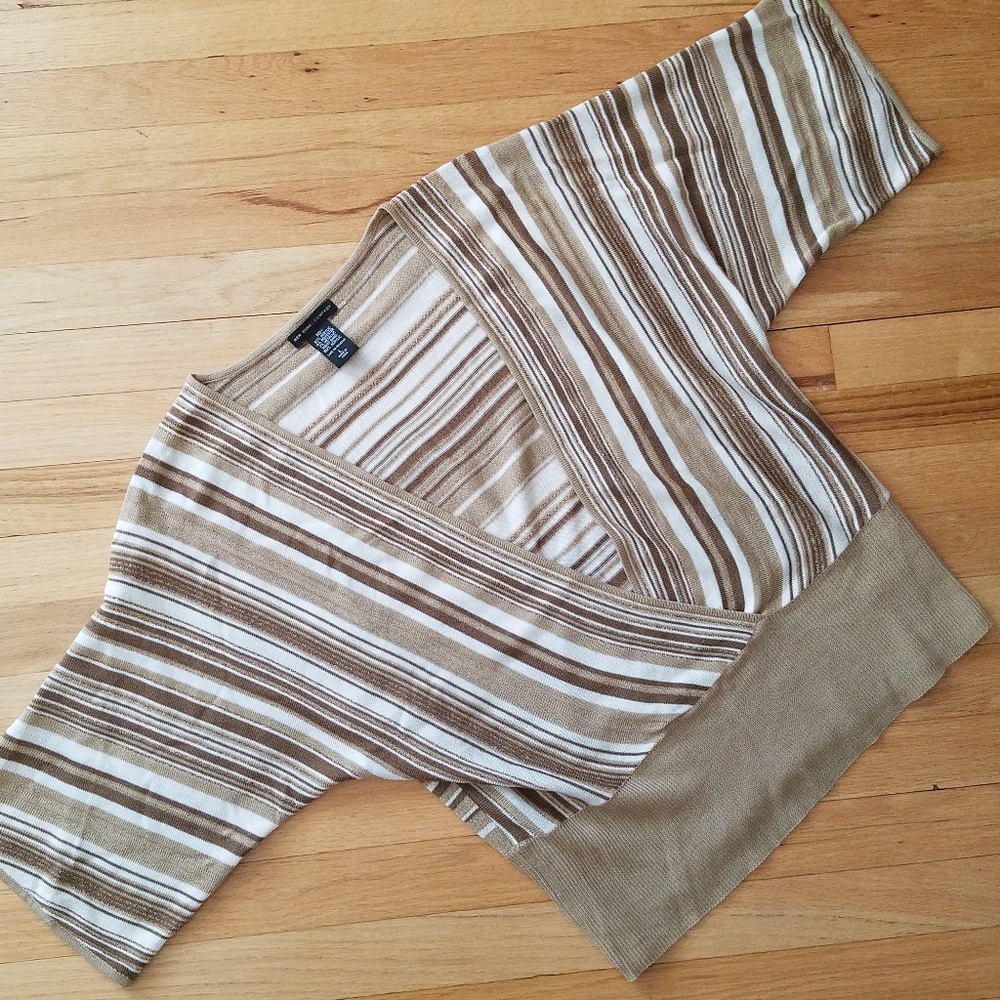 New York &Company Open Front Gold Shimmer Top -Large
